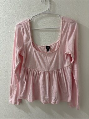 wild fable Light Pink Long-Sleeve Peplum Tunic Top